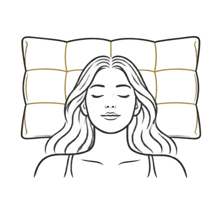 Peterhanun line illustration of a back sleeper on the Luxe Puff pillow