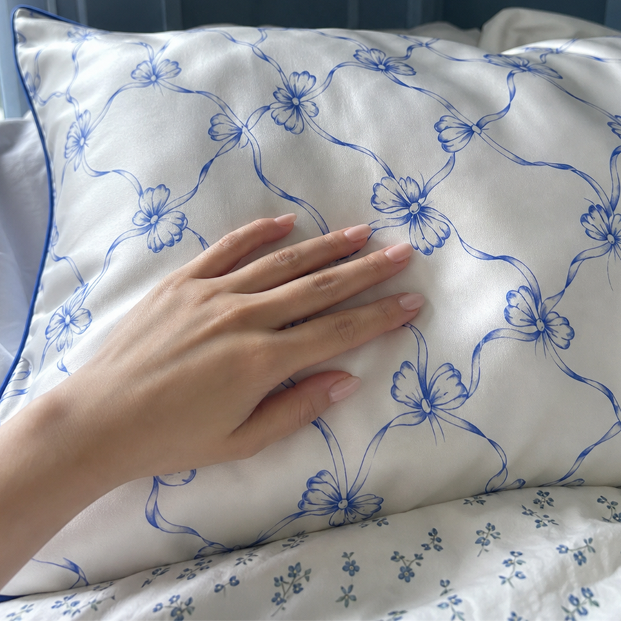 EUCAURA silk pillowcase product closeup