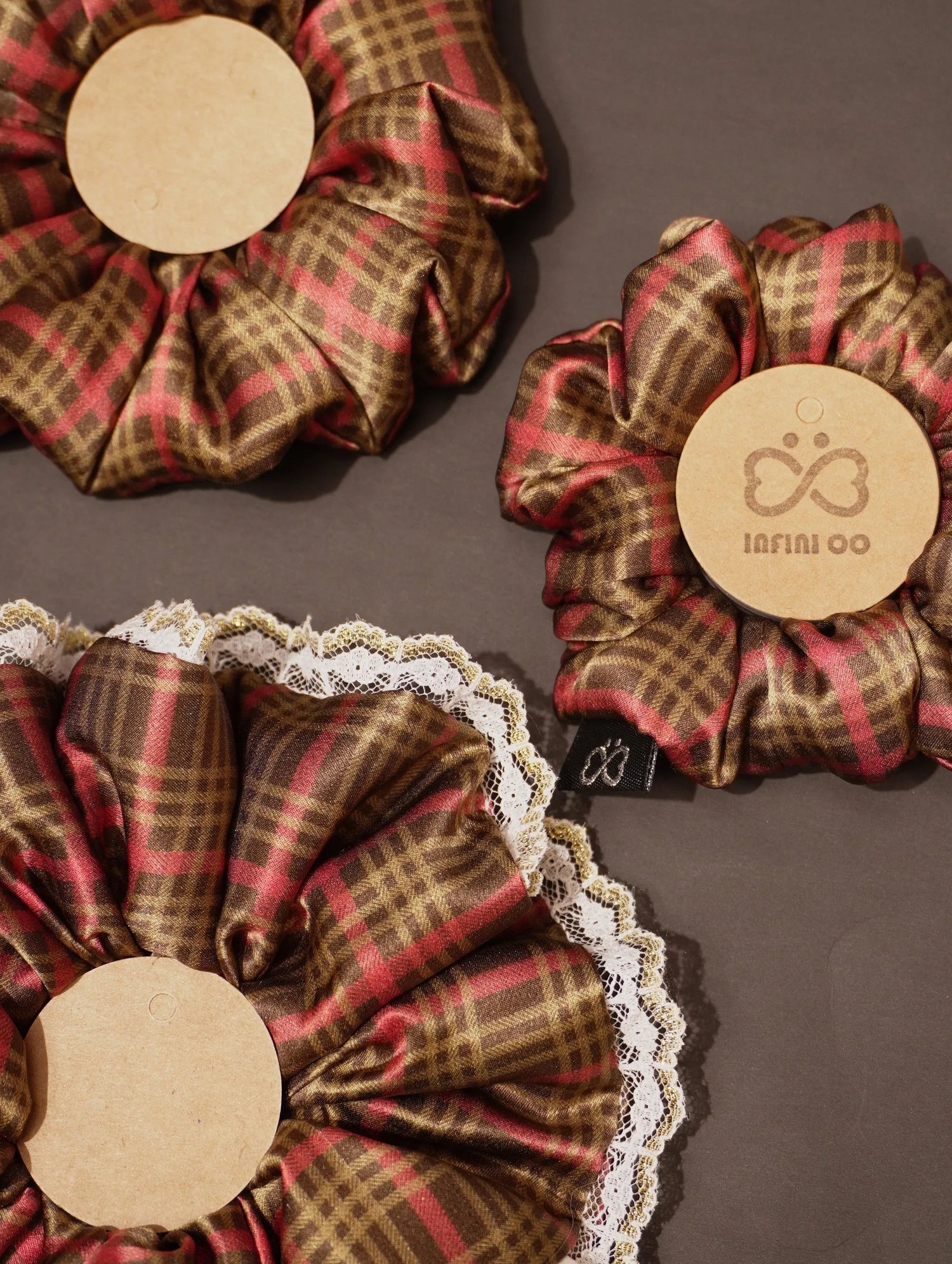 Silk Hair Tie | Red & Black Check | 19mm