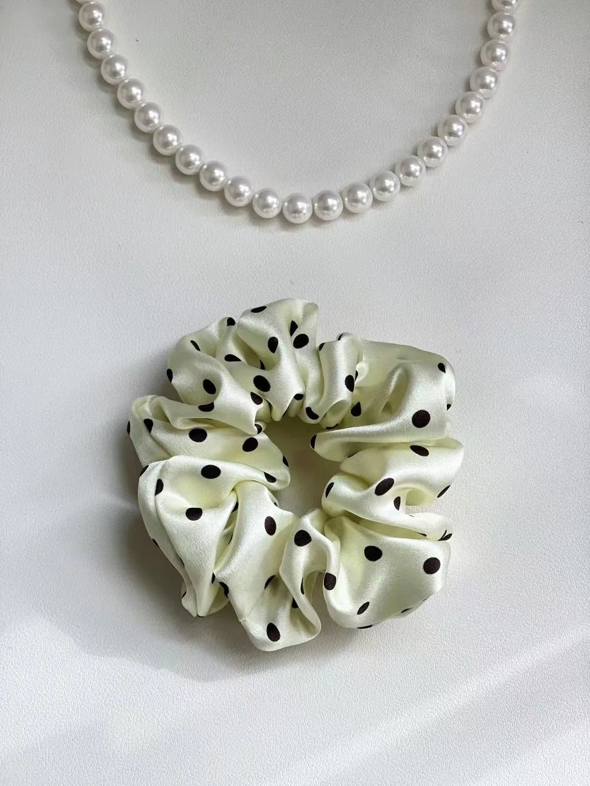 Polka Dot Silk Hair Scrunchie | 4.5cm