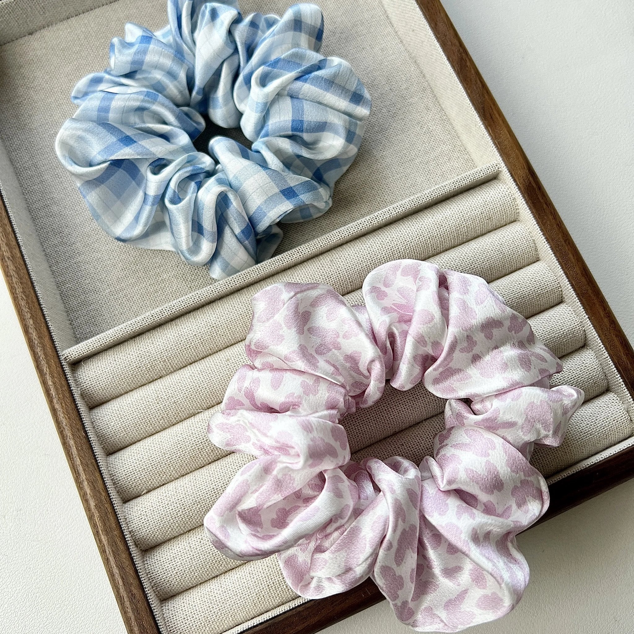 Mulberry Silk Hair Tie | Blue Gingham