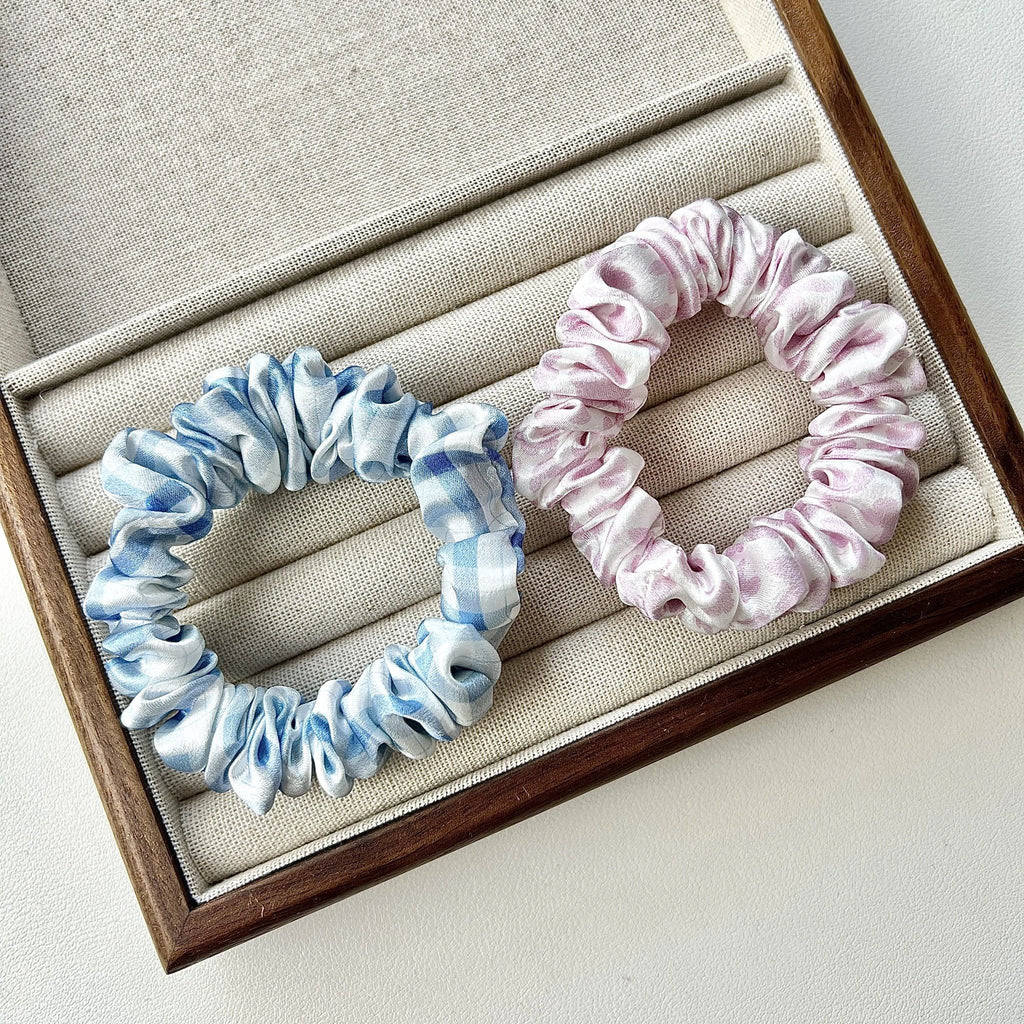 Mulberry Silk Hair Tie | Blue Gingham
