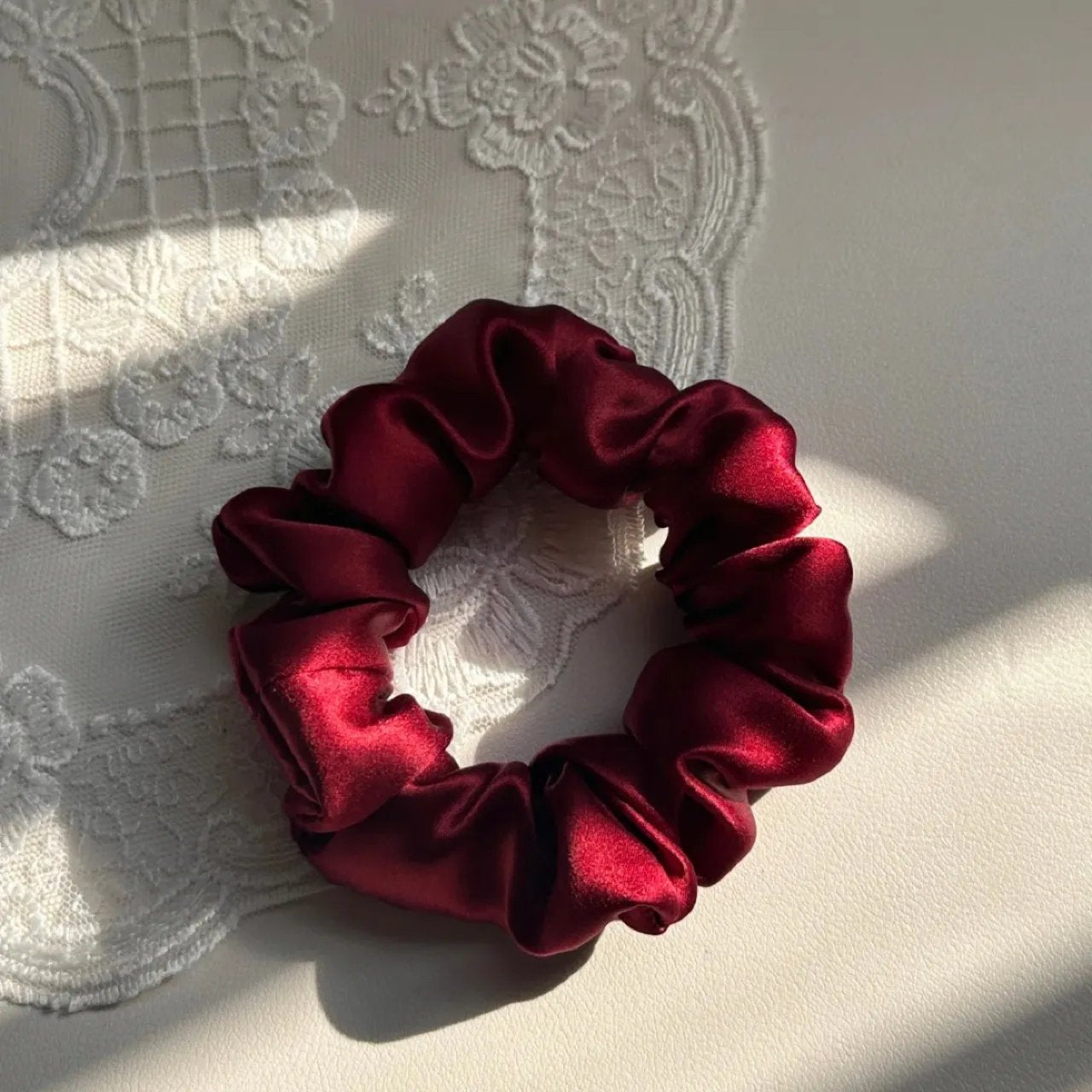 Luxury Silk Hair Tie | Red