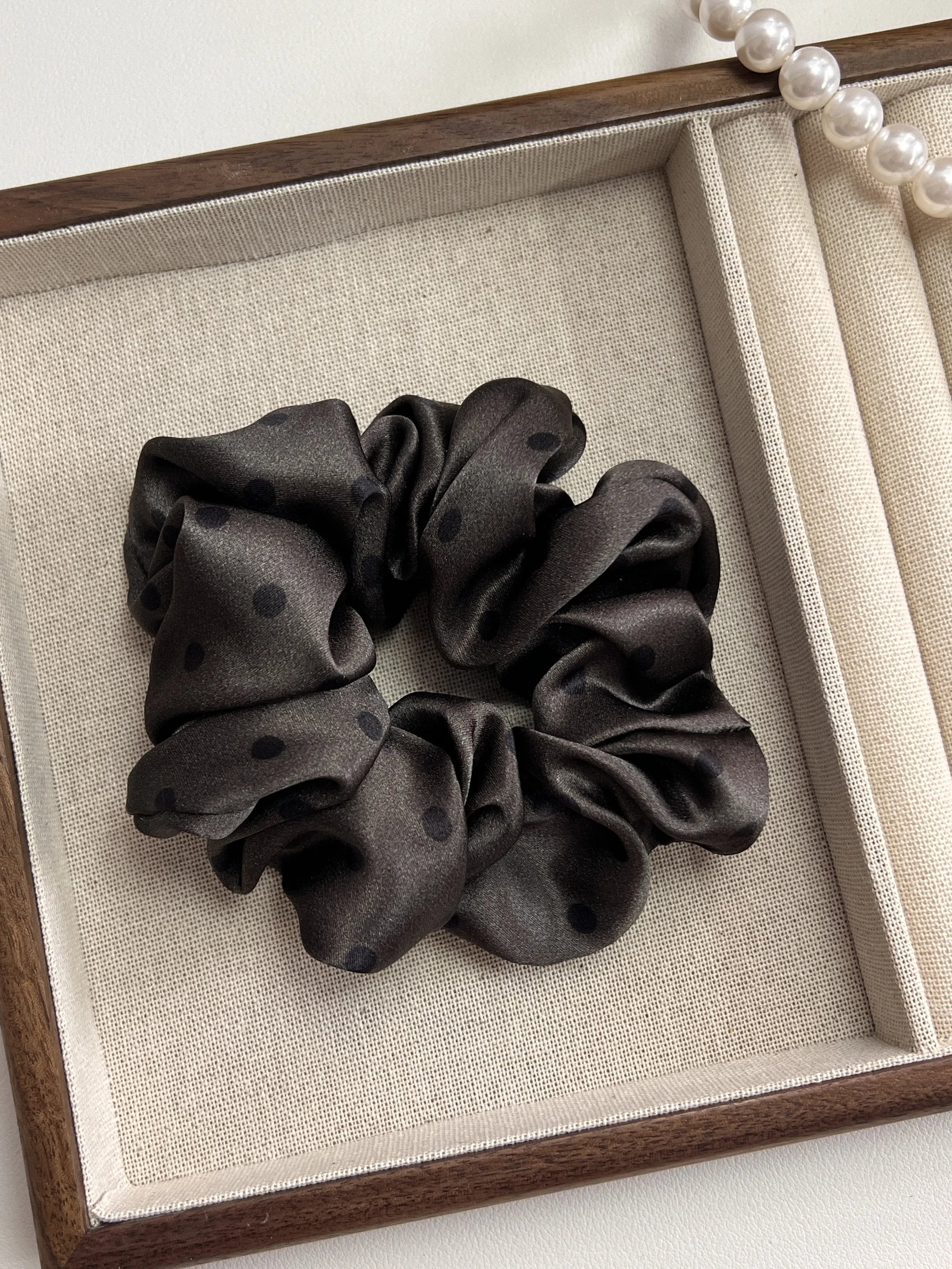 Polka Dot Silk Hair Scrunchie | 4.5cm