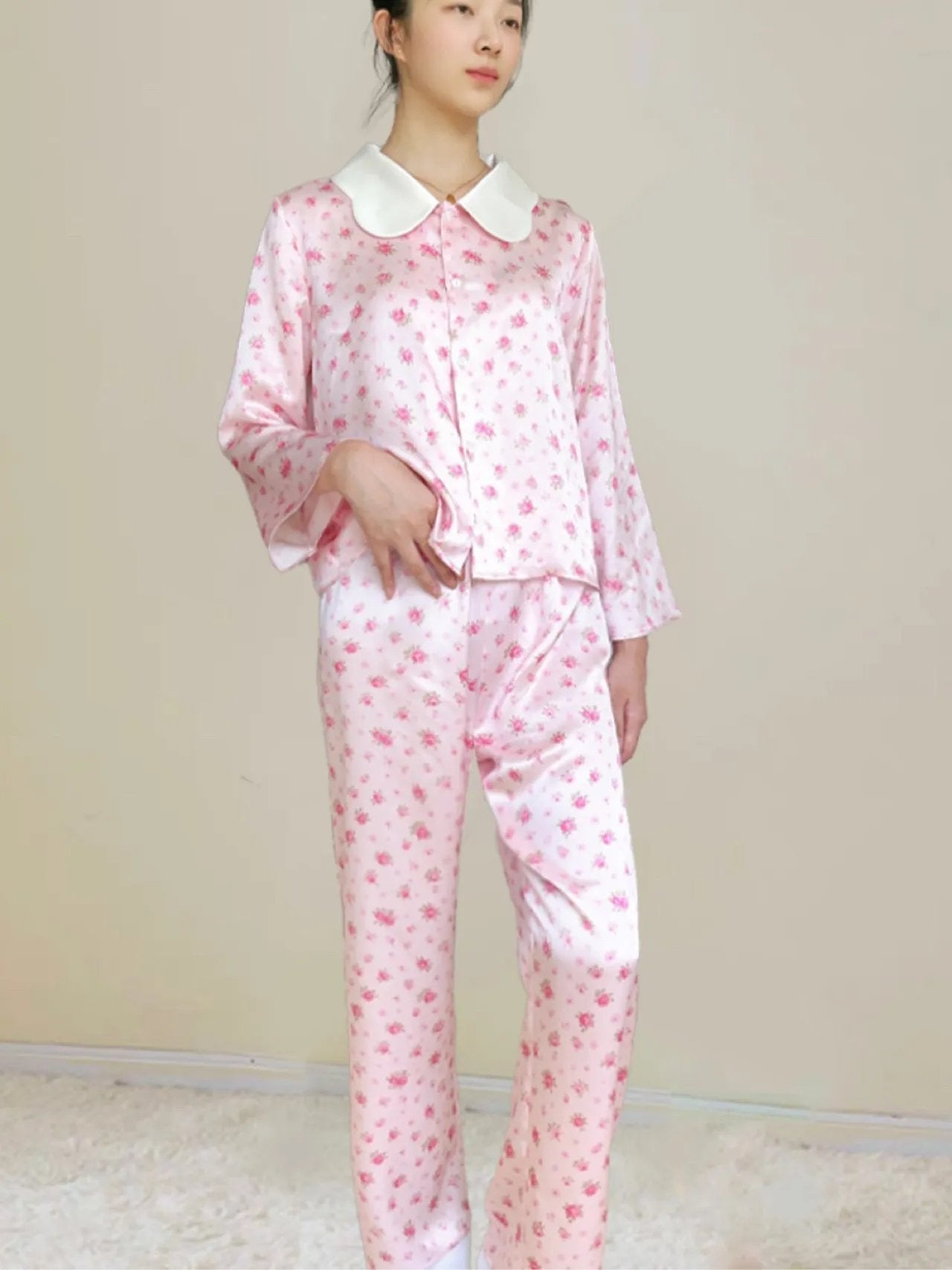 Premium Silk Pajama Set | Rose Story