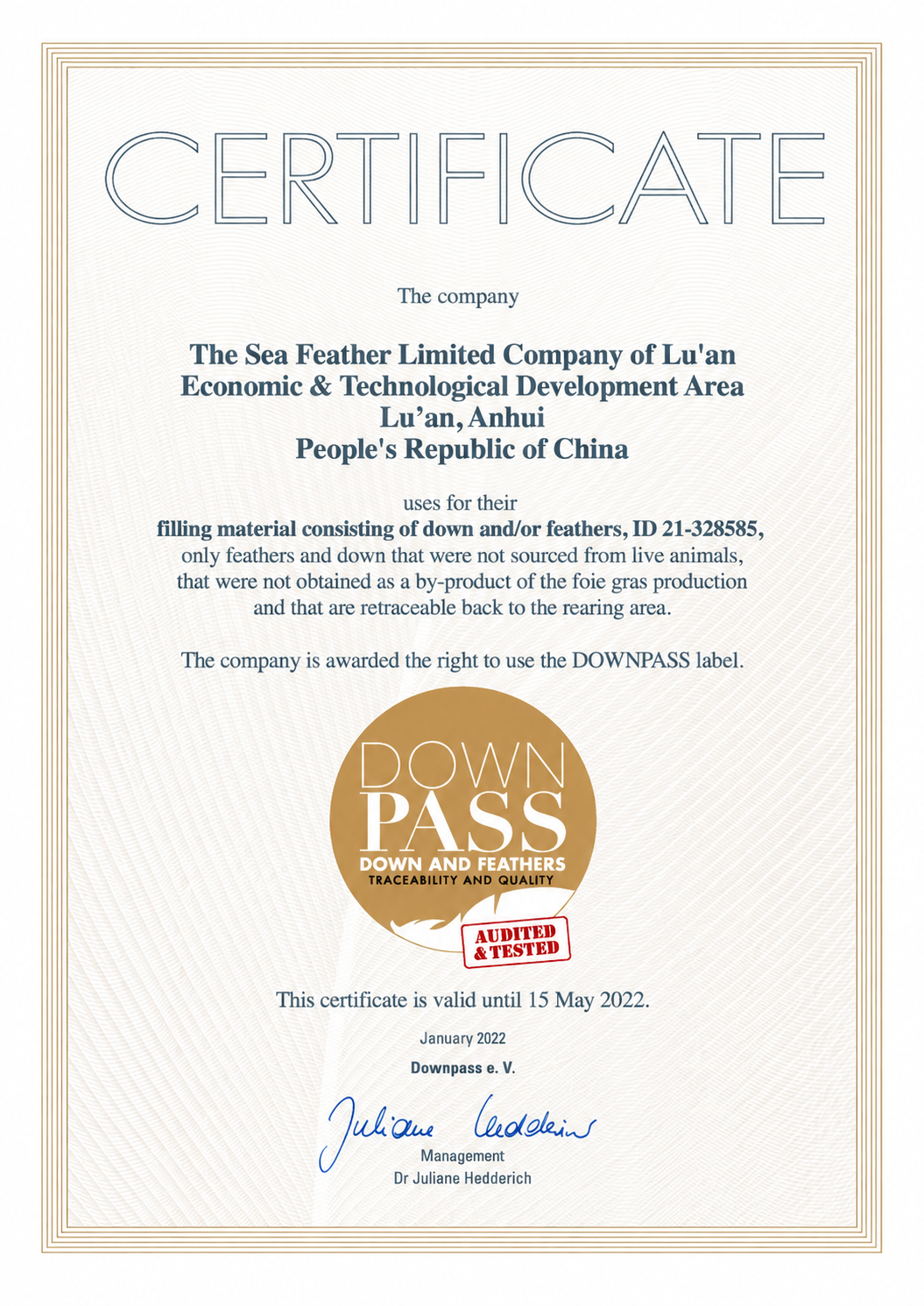 DOWNPASS certificate