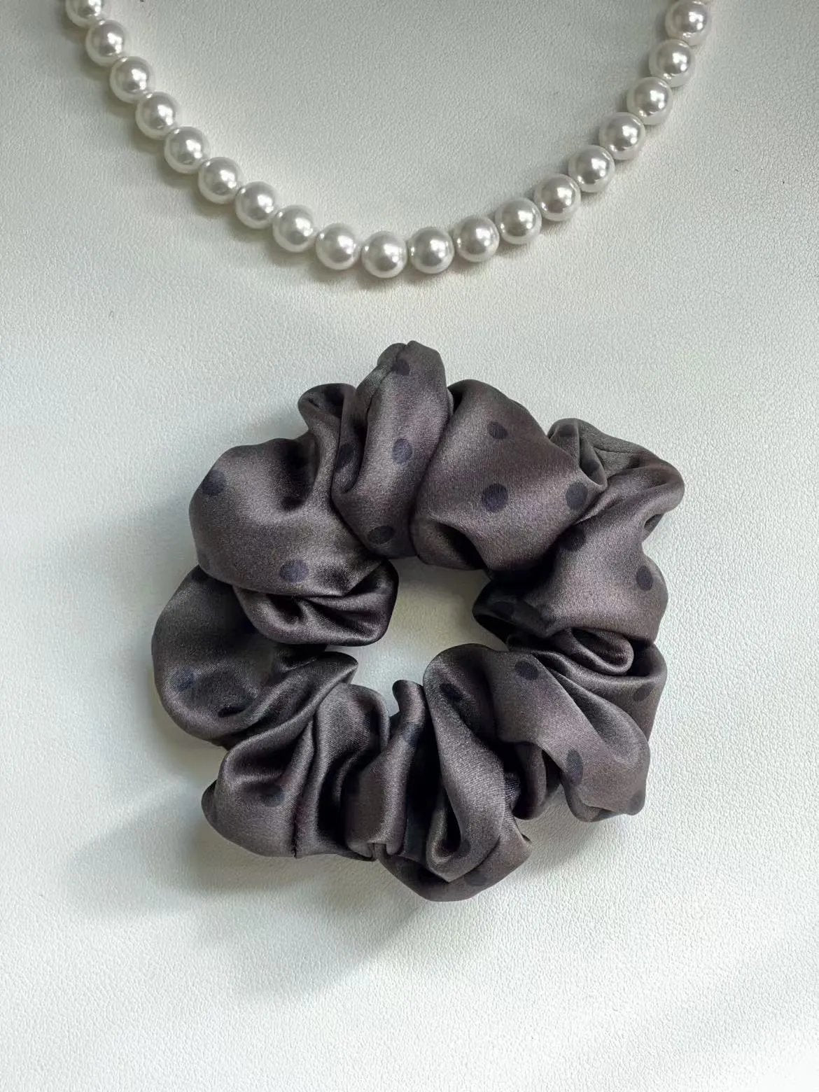 Polka Dot Silk Hair Scrunchie | 4.5cm