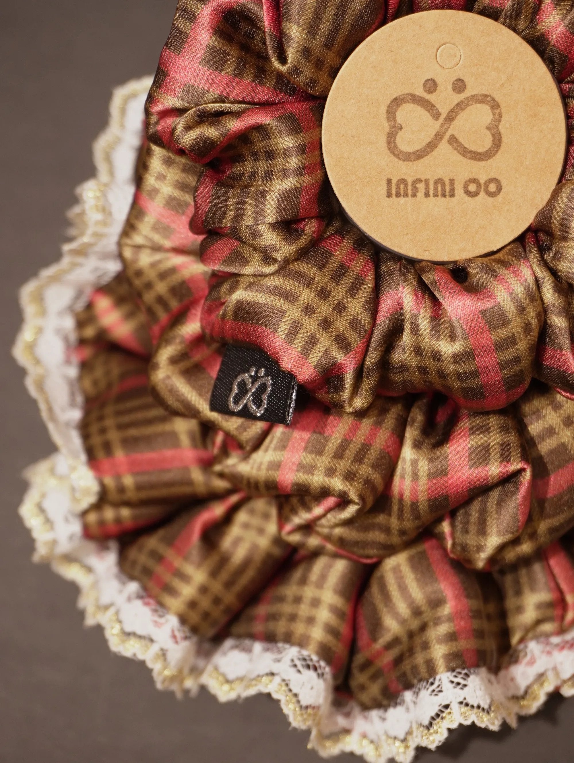 Silk Hair Tie | Red & Black Check | 19mm
