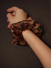 Silk Hair Tie | Red & Black Check | 19mm