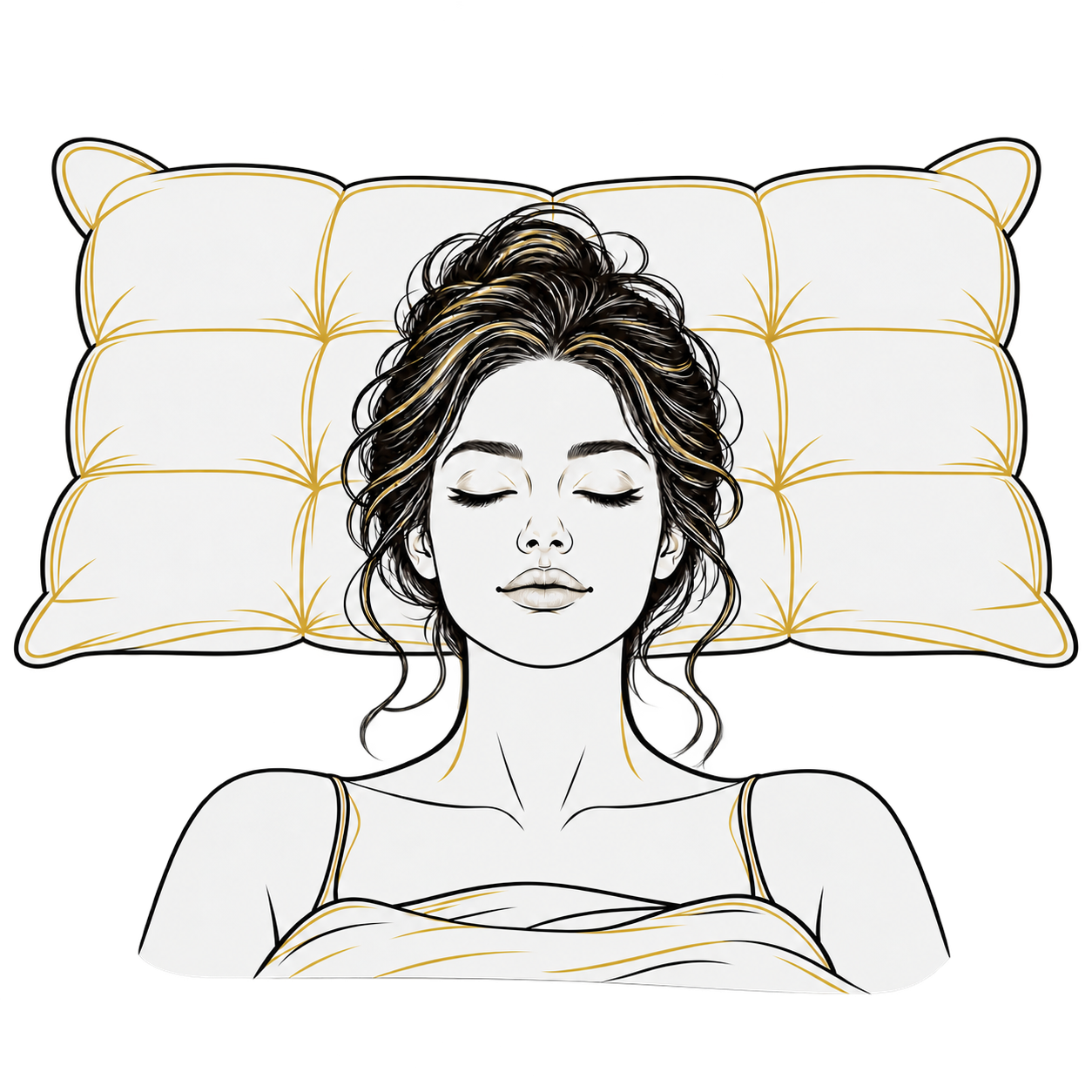 Peterhanun line illustration of a back sleeper on the Luxe Puff pillow
